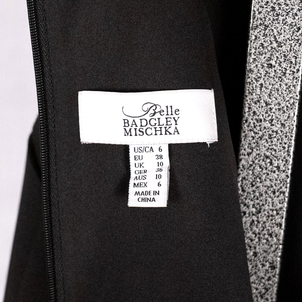 Belle Badgley Mischka Classic Black Halter Dress Size 6 LBD Cocktail Event Scuba - Picture 4 of 4